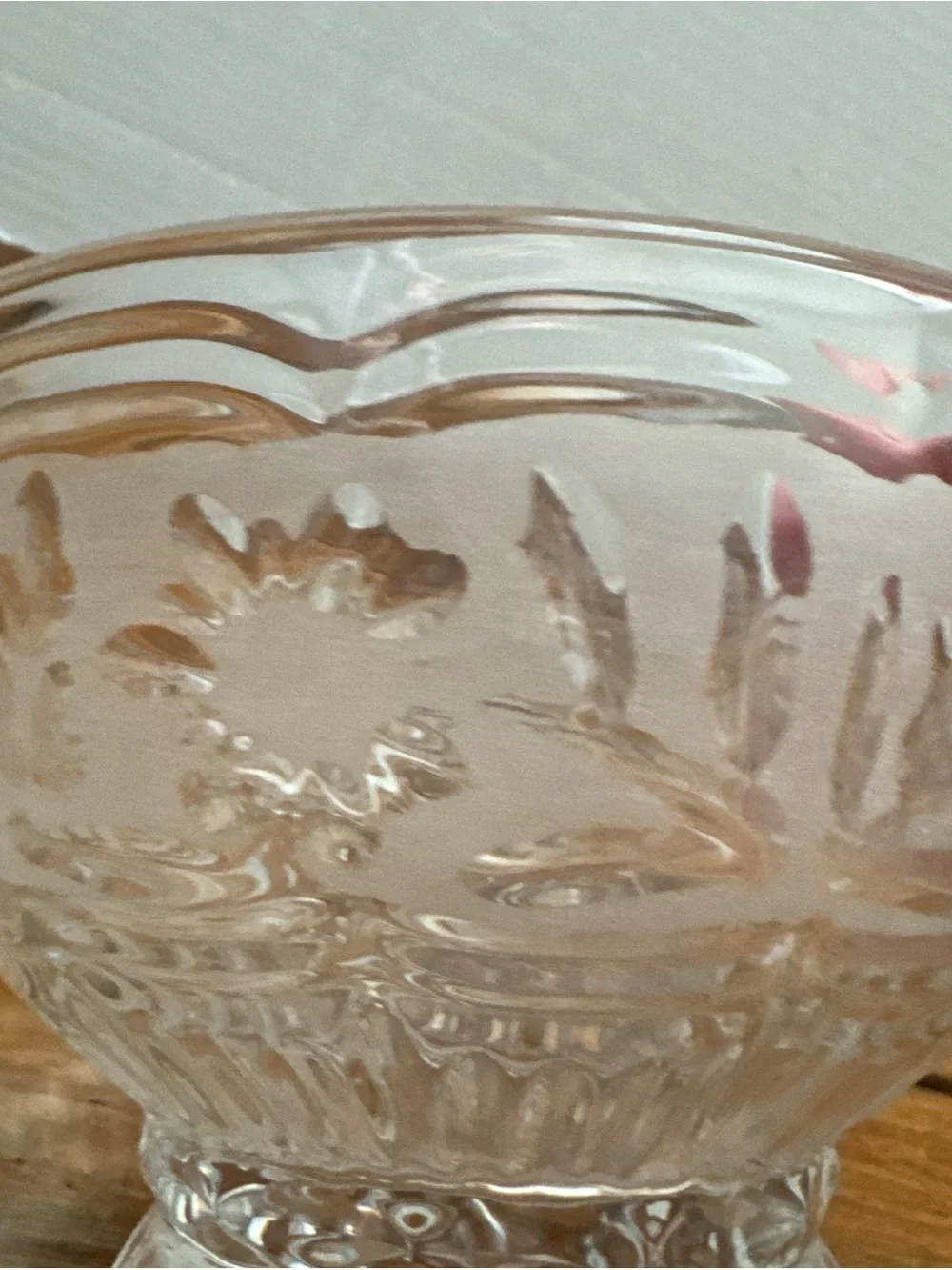 Heavy Vintage Lead Crystal Kristal Zajecar Yugoslavia Floral Frosted Footed Bowl